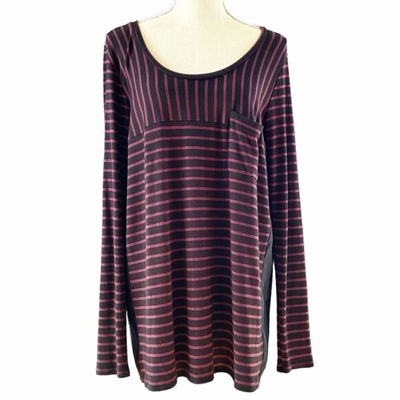 Heather by Bordeaux Pleated Back Striped Long Sleeve Loose Fit Top S - Picture 2 of 7